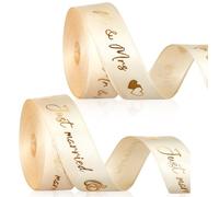Xinnun 2 Rouleaux Ruban de Mariage 4,5 m X 15 Mm Mr & Mrs Just Married Ruban Cadeau de Mariage Pour Décorations, Faire-Part, Bouquets de Mariée et Emballages Cadeaux DIY