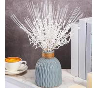Xinnun 30 Pièces Pics de Pulvérisation Bouclés Scintillants de Noël 14 Pouces Bâtons Décoratifs de Branches Ting Ting Baie Frisée Artificielle pour Décor Sapin Noël Bricolage Artisanat (Blanc)