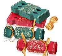 Xinnun Lot de 50 crackers Noël sans bouton-pression pour fête Noël, cadeaux flocons neige, renne, boîtes à bonbons décoration dîner, cadeau, Rouge, Vert.