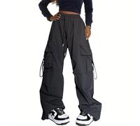 Xinor Pantalon cargo large pour femme Y2k Pantalon taille haute Wide Leg Parachute Pants avec poches Baggy Streetwear Casual