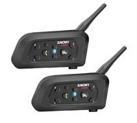 XiNOWY V6 Pro Intercom Moto Casque Bluetooth, Communication Mains Libres pour 6 Riders, 1200m, DSP/CVC Réduction du Bruit, Qualité Sonore HD, IP67 Résistant à l'eau, pour Moto/Vélo/VTT (Pack 2)