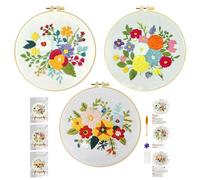 Xinpinzhou 3pcs Kit Broderie Debutant Paysage, Kit Canvas Canevas et Broderie Point de Croix Débutant Enfant Complet Pré Imprimé Compté Moderne avec Fils Embroidery Set Adulte Easy Facile