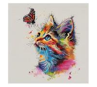 Xinpinzhou Canevas Broderie Point de Croix Kit Complet Adulte Debutant Compté Pré Imprimé Estampillé Moderne Débutant avec Fils, Facile Chat Animaux 11ct Cross Stitch Loisirs Créatifs Set