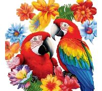 Xinpinzhou Canevas Broderie Point de Croix Kit Complet Adulte Debutant Compté Pré Imprimé Estampillé Moderne Débutant avec Fils, Facile Perroquet Animal 11ct Cross Stitch Loisirs Créatifs Set