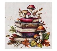 Xinpinzhou Canevas Broderie Point de Croix Kit Complet Adulte Debutant Compté Pré Imprimé Estampillé Moderne Débutant avec Fils, Facile Champignon 11ct Cross Stitch Loisirs Créatifs Set 30 x 30 cm