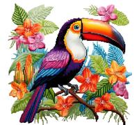 Xinpinzhou Canevas Broderie Point de Croix Kit Complet Adulte Debutant Compté Pré Imprimé Estampillé Moderne Débutant avec Fils, Facile Toucan Animaux 11ct Cross Stitch Loisirs Créatifs Set 30 x 30 cm