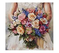 Xinpinzhou Canevas Broderie Point de Croix Kit Complet Adulte Debutant Compté Pré Imprimé Estampillé Moderne Débutant avec Fils, Facile Fleurs 11ct Cross Stitch Loisirs Créatifs Set 40 x 40 cm