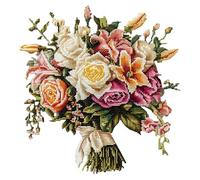 Xinpinzhou Canevas Broderie Point de Croix Kit Complet Adulte Debutant Compté Pré Imprimé Estampillé Moderne Débutant avec Fils, Facile Fleurs 11ct Cross Stitch Loisirs Créatifs Set 30 x 30 cm