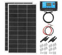 XINPUGUANG 300W Kit Panneau Solaire Camping Car：2pcs 150W Mono Panneau Photovoltaique + Régulateur solaire 30A pour Bateau, Voiture, Caravane, Batterie 12V