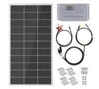 XINPUGUANG Kit Panneau Solaire 100W 12V Monocristallin Système Hors Réseau pour Maison RV Bateau + Contrôleur PWM 10 A 12 V/24 V+ Câbles solaires de 3m + Support en Z