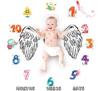 Xinqiao Couverture mensuelle pour bébé avec inscription en anglais « Milestone » pour nouveau-né, bébé, garçons, filles, cadeau de fête 99,1 x 99,1 cm