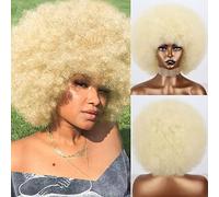 Xinran Perruque afro blonde des années 70 pour femme noire, perruque afro bou beige avec aspect naturel, grande perruque afro rebondissante pour femme