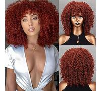 Xinran Perruque bou roux pour femme, perruque afro auburn des années 70 pour femme, perruque afro bou aspect naturel, pour un cosplay quotidien