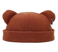 xinrishe Bonnet avec Oreilles d'ours Mignon, Unisexe, sans Bords, Tête De Mort, Chaud, Melon, Mode Docker, Chapeau De Marin Rétro, Hiver, 2025(Brickred)