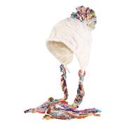 xinrishe Chapeau Péruvien Chaud d'hiver avec Pompons Colorés, Oreillettes Tricotées, Jolis Pompons Au Crochet, Bonnet pour Femmes Et Filles(White)