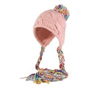 xinrishe Chapeau Péruvien Chaud d'hiver avec Pompons Colorés, Oreillettes Tricotées, Jolis Pompons Au Crochet, Bonnet pour Femmes Et Filles(Pink)