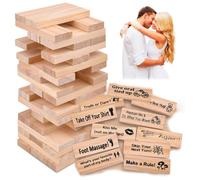 xinrongda Lust Tower Couples Games, Jeu de Coquin pour Adultes, 48 pièces Valentine Tumbling Tower Stacking Blocks Game, Jeu d'empilage de Blocs en Bois Cadeaux, Version Anglaise