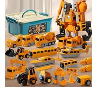 xinrongda Magnetics Robot Enfant Transformation Magnétique Voiture d'ingénieur, Ensemble de Jouets Assemblés pour Les Enfants de 3 Ans et Plus Cadeaux Noël (35 pièces)