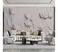 XINRUYI Fresque autocollante en PVC papier peint 3D Reliefs en relief tridimensionnel en toile murale Lotus Décoration murale du salon Chambre