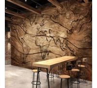 XINRUYI fresque en PVC autocollant, papier peint 3D, carte du monde du bois vintage, décoration murale en toile de chambre du salon, décoration murale
