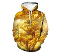 XINRUYI Nouvelle Collection Automne : série de Motifs superposés dorés et Lumineux, Sweat à Capuche imprimé en 3D, Sweat à Capuche pour Homme et Femme