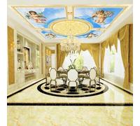 XINRUYI Papier peint mural autocollant 3D pour plafond, représentant un ciel bleu, des nuages blancs et des figures d'anges, idéal pour la décoration du plafond du salon et de la chambre.