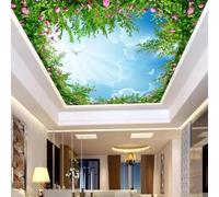 XINRUYI Papier peint mural autocollant 3D pour plafond représentant un ciel, des roses et des colombes ; idéal pour la décoration des plafonds de salon et de chambre.