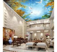 XINRUYI Papier peint mural autocollant 3D pour plafond représentant un paysage d'automne, un ciel bleu et des colombes - idéal pour la décoration du plafond du salon et de la chambre.