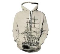 XINRUYI Sweat à Capuche pour Hommes et Femmes avec imprimé numérique représentant des voiliers - Vêtement décontracté de Style Urbain et Sportif à la Mode