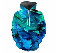 XINRUYI Sweat-Shirt à Capuche Bleu, imprimé 3D, Motif pigmenté, Style Sportif décontracté, à Manches Longues, pour Hommes et Femmes