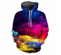 XINRUYI Sweat-Shirt à Capuche coloré à Manches Longues, imprimé 3D et Motif pigmenté, pour Hommes et Femmes