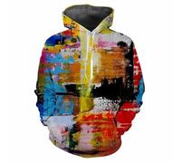 XINRUYI Sweat-Shirt à Capuche coloré, imprimé 3D, Motif pigmenté, Style Sportif décontracté, à Manches Longues, pour Hommes et Femmes