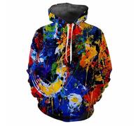 XINRUYI Sweat-Shirt à Capuche Long à Manches Longues, coloré, imprimé en 3D, Motif pigmenté, Style Sportif décontracté, pour Hommes et Femmes