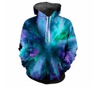 XINRUYI Sweat-Shirt à Capuche Long à Manches Longues, coloré, imprimé en 3D, Motif pigmenté, Style Sportif décontracté, pour Hommes et Femmes