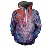 XINRUYI Sweat-Shirt à Capuche Long à Manches Longues, coloré, imprimé en 3D, Motif pigmenté, Style Sportif décontracté, pour Hommes et Femmes