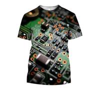 XINRUYI T-Shirt imprimé Tendance pour l'été, pour Hommes et Femmes, décontracté, avec Puce électronique, col Rond créatif, Manches Cour