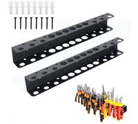 Xinsenke Support Mural pour Outils, Lot de 2 Organisateurs 40 cm avec 14 Trous, Porte-Tournevis avec Vis et Chevilles, Idéal pour Garage, Atelier et Établi