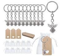 Xinsheinelry 30 Pièces Porte-clés Ange Faveur Ange Pendentif Porte-clés de Baptême Porte-clés avec Pendentif pour Étiquettes de en Fil