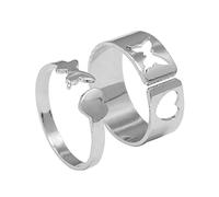 Xinsheinelry Bagues ouvertes pour couples avec papillon symbolisent l'amour pour les amoureux pour un usage quotidien, une fête, un dîner, charmantes bagues assorties en argent, One Size, Comme décrit