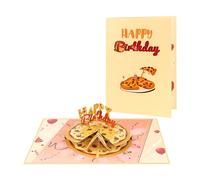Xinsheinelry Carte de vœux d ' anniversaire à trois pizzas multidirectionnelles, fabriquée par un en papier recyclé, table de célébration, carte de vœux d ' anniversaire stéréoscopique verte