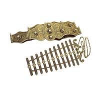 Xinsheinelry Chaîne de ventre pour reconstitutions historiques, accessoires de costume ethnique avec détails creux sculptés en alliage de métal, ceinture de poitrine vintage, One Size, Comme décrit