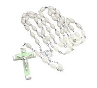 Xinsheinelry Chapelet de perles catholiques avec pendentifs en forme de croix, bijoux religieux pour baptême de joueur, méditations, colliers avec pendentifs en croix