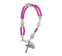 Xinsheinelry Chapelet en forme de croix pour baptême, communion, cadeau de baptême et de communion, bracelet de perles double couche pour baptême, cadeau de mariage, chapelet de baptême