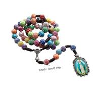 Xinsheinelry Chapelet vintage avec perles colorées et colliers à pendentif