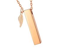 Xinsheinelry Collier avec pendentif en forme d'aile angélique pour chien et chat - Médaillon rectangulaire - Bijoux souvenirs