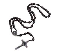 Xinsheinelry Collier avec perles en bois pour femme - Chapelet catholique de Jérusalem - Fait à la main