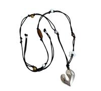 Xinsheinelry Collier de chaîne de corde réglable de perles de coeur en alliage avec Accent émaillé pour les femmes collier pendentif émaillé irrégulier
