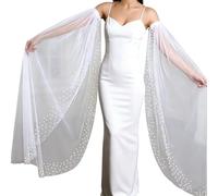 Xinsheinelry Couvre-bras en Tulle à manches en perles pour mariée, dentelle délicate, manches surdimensionnées confortables, accessoire de mariage, en dentelle détachables