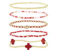 Xinsheinelry Crucifix de perles élégant pour un usage quotidien avec perles géométriques en cuivre pour femme, One Size, Comme décrit