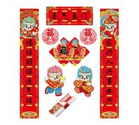 Xinsheinelry Ensemble de couples de printemps 2025 avec chance et prospérités pour la célébration du Nouvel An, décorations traditionnelles et modernes